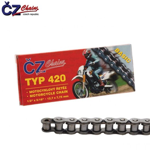Цепь для мотоцикла, питбайка, мопеда CZ Chains 420 Basic - 120зв pitbikemarket.ru